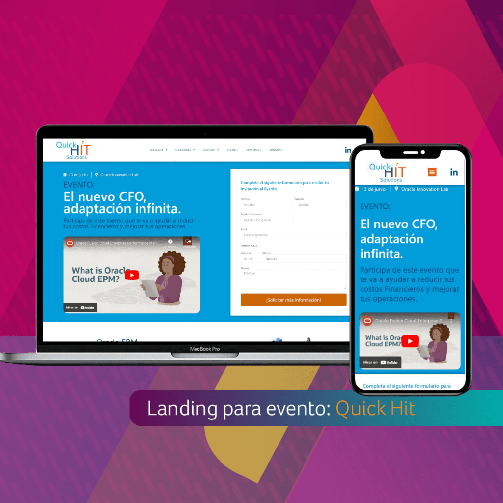 Landing Page para Evento QuickHit Solutions Oracle